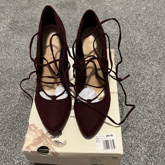 NIB Lauren Conrad Lace Up Heels Fizzy Wine - Picture 2 of 5